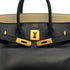 HERMES HAUT A COURROIES 32 BLACK BLANCCASSE OSTRICH BOXCALF HAND BAG 1995 CIRCLE Y GOLD HARDWARE 90325603