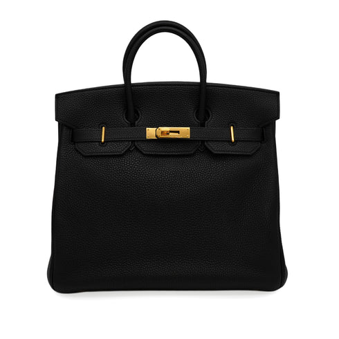 HERMES HAUT A COURROIES 32 BLACK TOGO HAND BAG 2004 SQUARE H GOLD HARDWARE 90345055