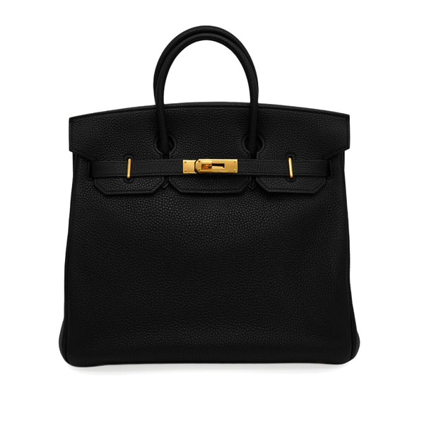 HERMES HAUT A COURROIES 32 BLACK TOGO HAND BAG 2004 SQUARE H GOLD HARDWARE 90345055