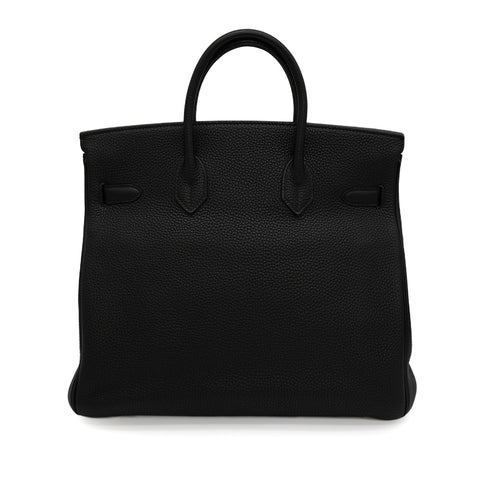 HERMES HAUT A COURROIES 32 BLACK TOGO HAND BAG 2004 SQUARE H GOLD HARDWARE 90345055