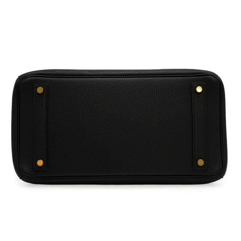 HERMES HAUT A COURROIES 32 BLACK TOGO HAND BAG 2004 SQUARE H GOLD HARDWARE 90345055