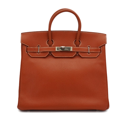 HERMES HAUT A COURROIES 32 BRIQUE CHEVRE HAND BAG 2006 SQUARE J PALLADIUM HARDWARE 90340497