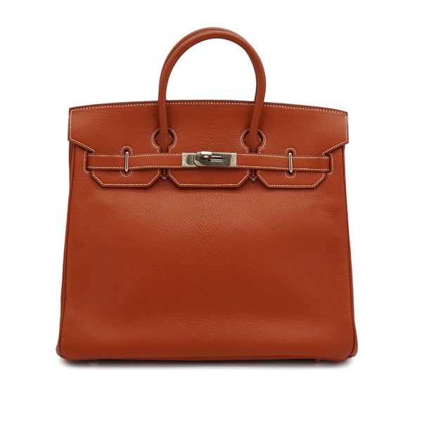 HERMES HAUT A COURROIES 32 BRIQUE CHEVRE HAND BAG 2006 SQUARE J PALLADIUM HARDWARE 90340497