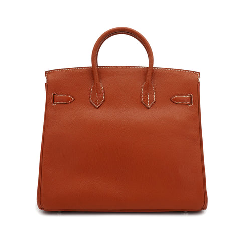 HERMES HAUT A COURROIES 32 BRIQUE CHEVRE HAND BAG 2006 SQUARE J PALLADIUM HARDWARE 90340497