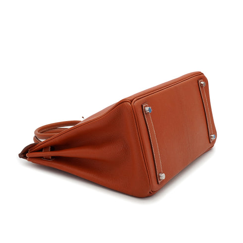 HERMES HAUT A COURROIES 32 BRIQUE CHEVRE HAND BAG 2006 SQUARE J PALLADIUM HARDWARE 90340497
