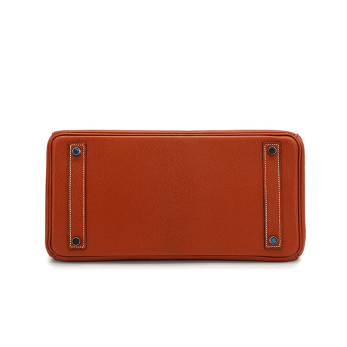 HERMES HAUT A COURROIES 32 BRIQUE CHEVRE HAND BAG 2006 SQUARE J PALLADIUM HARDWARE 90340497