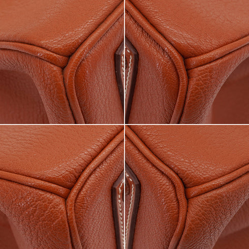HERMES HAUT A COURROIES 32 BRIQUE CHEVRE HAND BAG 2006 SQUARE J PALLADIUM HARDWARE 90340497