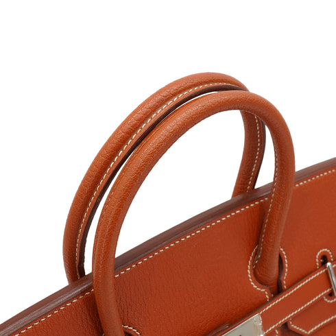 HERMES HAUT A COURROIES 32 BRIQUE CHEVRE HAND BAG 2006 SQUARE J PALLADIUM HARDWARE 90340497