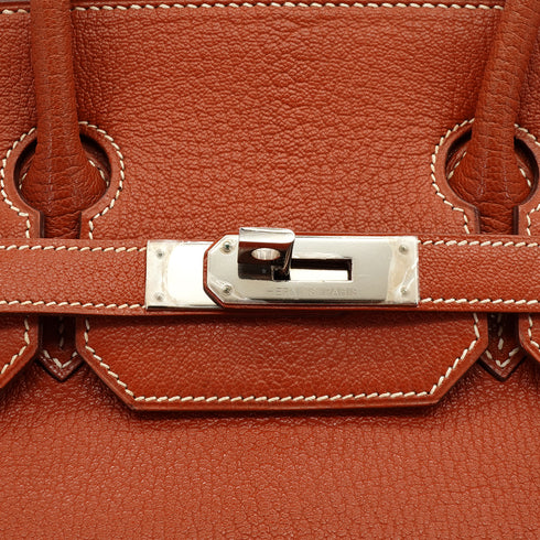 HERMES HAUT A COURROIES 32 BRIQUE CHEVRE HAND BAG 2006 SQUARE J PALLADIUM HARDWARE 90340497