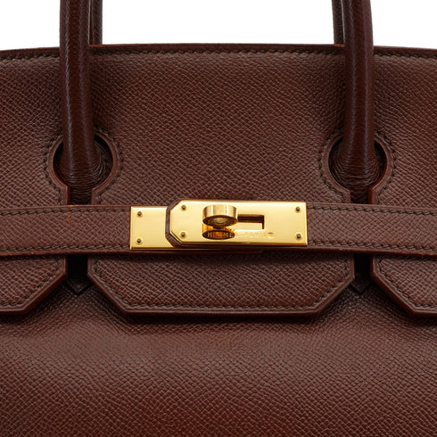HERMES HAUT A COURROIES 32 HABANA COURCHEVEL HAND BAG 1995 CIRCLE Y GOLD HARDWARE 90340451