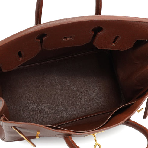 HERMES HAUT A COURROIES 32 HABANA COURCHEVEL HAND BAG 1995 CIRCLE Y GOLD HARDWARE 90340451