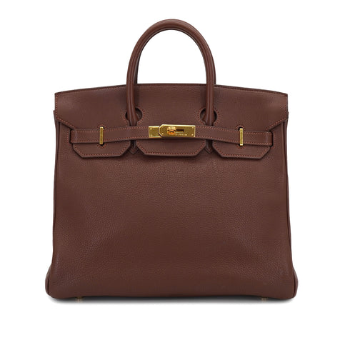 HERMES HAUT A COURROIES 32 MARRON FONCE TOGO HAND BAG 1997 SQUARE A GOLD HARDWARE 90332560