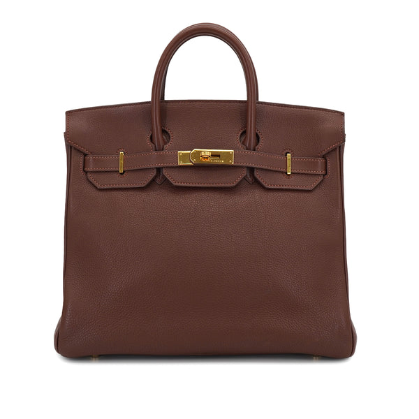 HERMES HAUT A COURROIES 32 MARRON FONCE TOGO HAND BAG 1997 SQUARE A GOLD HARDWARE 90332560