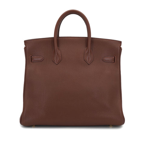 HERMES HAUT A COURROIES 32 MARRON FONCE TOGO HAND BAG 1997 SQUARE A GOLD HARDWARE 90332560