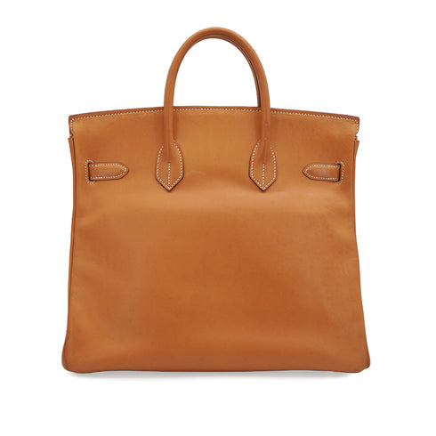 HERMES HAUT A COURROIES 32 NATURAL VEAU BARENIA HAND BAG 1997 SQUARE A GOLD HARDWARE 90346640