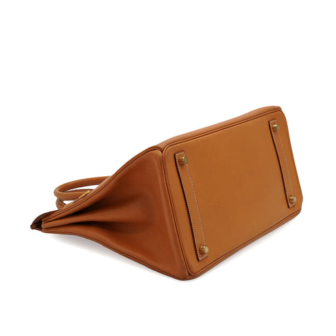 HERMES HAUT A COURROIES 32 NATURAL VEAU BARENIA HAND BAG 1997 SQUARE A GOLD HARDWARE 90346640
