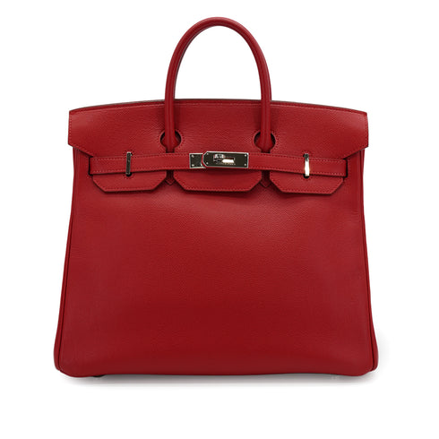 HERMES HAUT A COURROIES 32 ROUGE CASAQUE COUCHEVEL HAND BAG 2000 SQUARE D SILVER HARDWARE 90341716