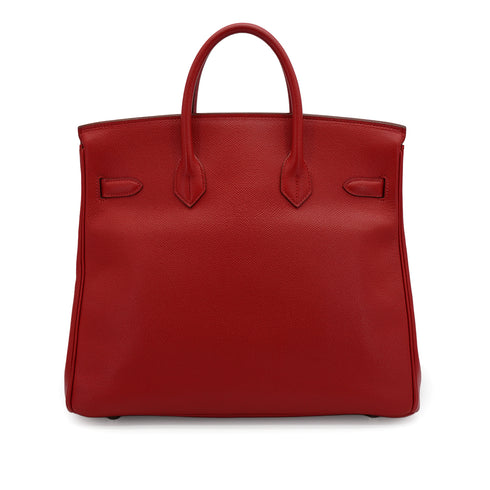HERMES HAUT A COURROIES 32 ROUGE CASAQUE COUCHEVEL HAND BAG 2000 SQUARE D SILVER HARDWARE 90341716