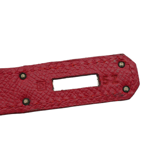 HERMES HAUT A COURROIES 32 ROUGE CASAQUE COUCHEVEL HAND BAG 2000 SQUARE D SILVER HARDWARE 90341716