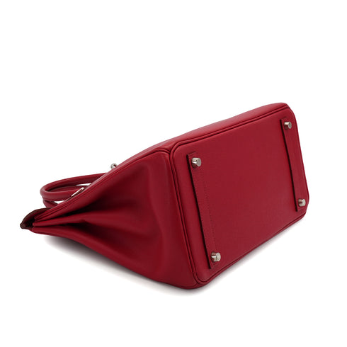 HERMES HAUT A COURROIES 32 ROUGE CASAQUE COUCHEVEL HAND BAG 2000 SQUARE D SILVER HARDWARE 90341716
