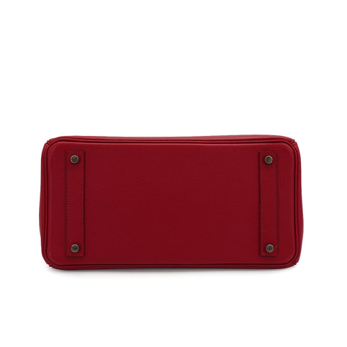 HERMES HAUT A COURROIES 32 ROUGE CASAQUE COUCHEVEL HAND BAG 2000 SQUARE D SILVER HARDWARE 90341716