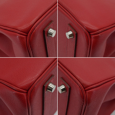 HERMES HAUT A COURROIES 32 ROUGE CASAQUE COUCHEVEL HAND BAG 2000 SQUARE D SILVER HARDWARE 90341716