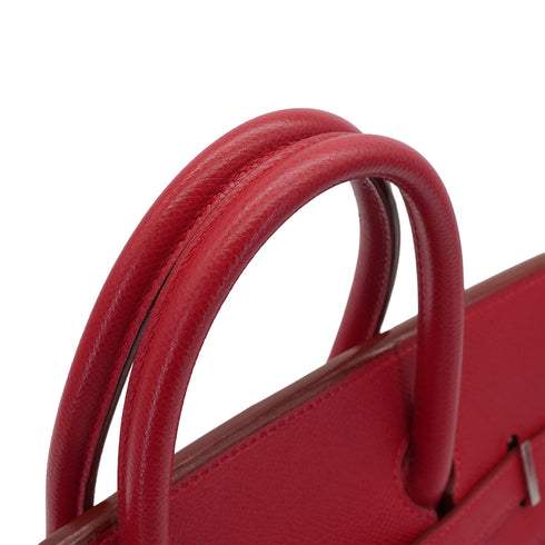 HERMES HAUT A COURROIES 32 ROUGE CASAQUE COUCHEVEL HAND BAG 2000 SQUARE D SILVER HARDWARE 90341716