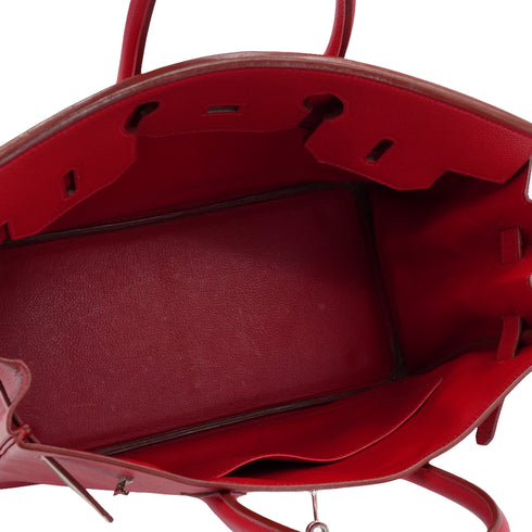 HERMES HAUT A COURROIES 32 ROUGE CASAQUE COUCHEVEL HAND BAG 2000 SQUARE D SILVER HARDWARE 90341716