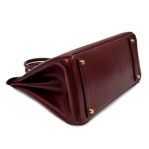 HERMES HAUT A COURROIES 32 ROUGE H BOXCALF HAND BAG 2002 SQUARE F GOLD HARDWARE 90314404