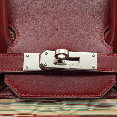 HERMES HAUT A COURROIES 32 ROUGE H BOXCALF VIBRATO HAND BAG 2001 SQUARE E PALLADIUM HARDWARE 90348991