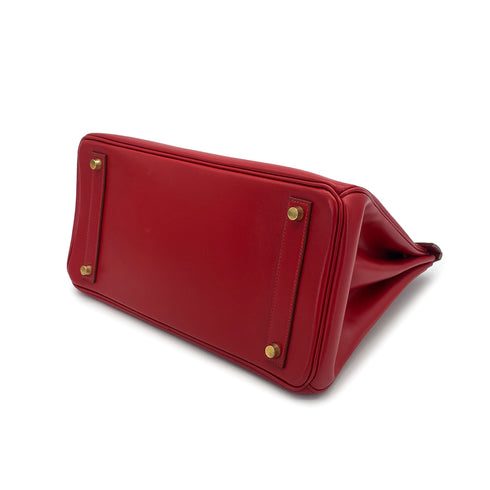 HERMES HAUT A COURROIES 32 ROUGE VIF BOXCALF HAND BAG 1996 CIRCLE Z GOLD HARDWARE 90323448