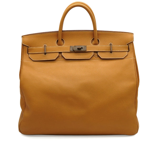 HERMES HAUT A COURROIES 45 NATURAL FJORD HAND BAG 1992 CIRCLE V GOLD HARDWARE 90346983
