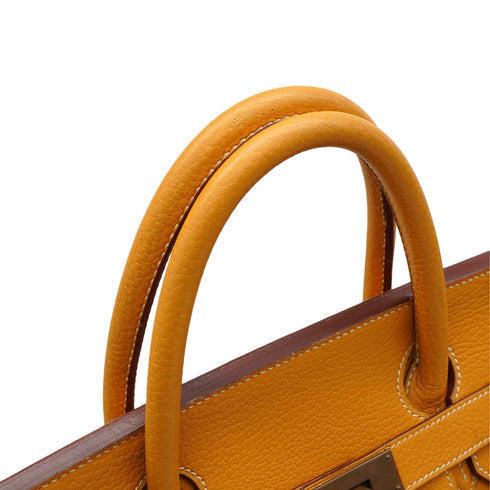 HERMES HAUT A COURROIES 45 NATURAL FJORD HAND BAG 1992 CIRCLE V GOLD HARDWARE 90346983