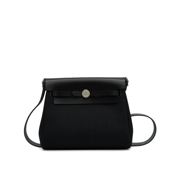 HERMES HER BAG ZIP 20 MINI BLACK VACHE HUNTER TOILE MILITAIRE SHOULDER BAG 2025 K STAMP 90345059