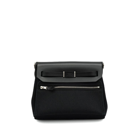 HERMES HER BAG ZIP 20 MINI BLACK VACHE HUNTER TOILE MILITAIRE SHOULDER BAG 2025 K STAMP 90345059
