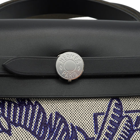 HERMES HER BAG ZIP 31 PM PEGASE POP BLUE INDIGO NOIR TOILE H VACHE HUNTER TOTE BAG 2019 D STAMP 90331286