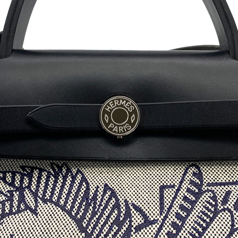 HERMES HER BAG ZIP 31 PM PEGASE POP BLUE INDIGO NOIR TOILE H VACHE HUNTER TOTE BAG 2020 Y STAMP 90315615