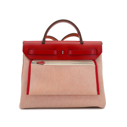 HERMES HER BAG ZIP 31 PM PEGASE POP ROUGE PIMENT TOILE H VACHE HUNTER TOTE BAG 2020 Y STAMP 90327071