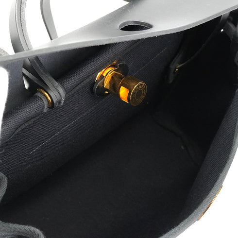 HERMES HER BAG ZIP PM 31 BLACK VACHE HUNTER TOILE MILITAIRE TOTE SHOULDER BAG 2023 B STAMP 90326732