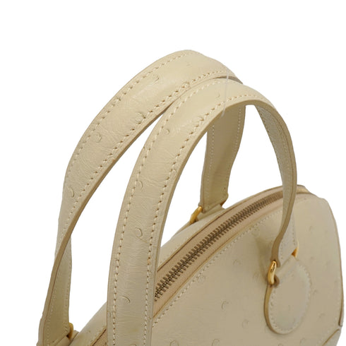 HERMES ILE DE SHIKI BLANCCASSE OSTRICH HAND SHOULDER BAG 1994 CIRCLE X GOLD HARDWARE 90348245