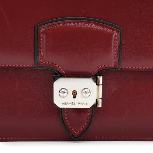 HERMES IRICO ELAN 32 ROUGE H EBENE BOX CALF VEAU SWIFT SHOULDER BAG 2012 SQUARE P PALLADIUM HARDWARE 90342997