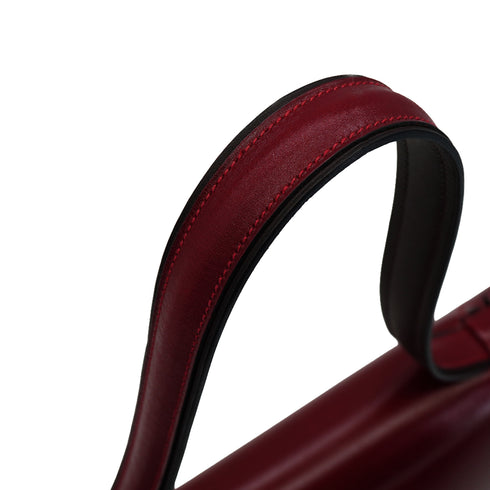 HERMES IRICO ELAN 32 ROUGE H EBENE BOX CALF VEAU SWIFT SHOULDER BAG 2012 SQUARE P PALLADIUM HARDWARE 90342997