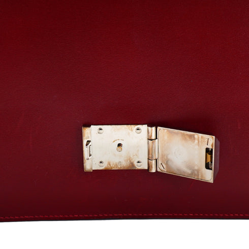HERMES IRICO ELAN 32 ROUGE H EBENE BOX CALF VEAU SWIFT SHOULDER BAG 2012 SQUARE P PALLADIUM HARDWARE 90342997