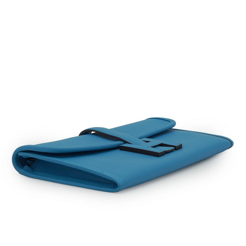 HERMES JIGE DUO BLEU ZANZIBAR VEAU SWIFT CLUTCH BAG 2018 C STAMP 90338875