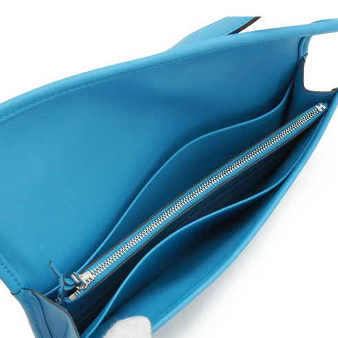 HERMES JIGE DUO BLEU ZANZIBAR VEAU SWIFT CLUTCH BAG 2018 C STAMP 90338875