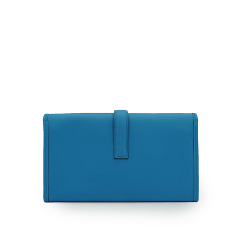 HERMES JIGE DUO BLEU ZANZIBAR VEAU SWIFT CLUTCH BAG 2018 C STAMP 90338875