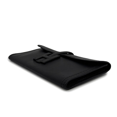 HERMES JIGE ELAN 29 BLACK LIZARD VEAU SWIFT CLUTCH BAG 2012 SQUARE P 90313546