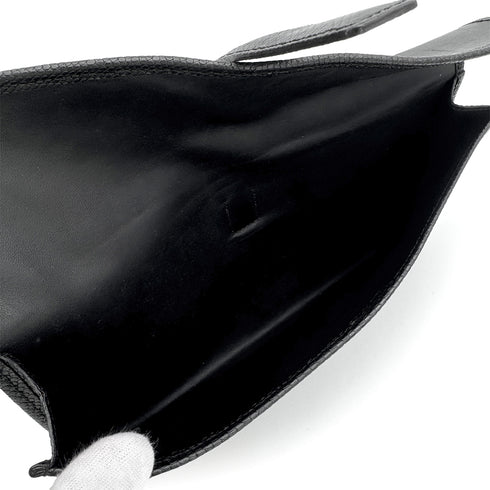 HERMES JIGE ELAN 29 BLACK LIZARD VEAU SWIFT CLUTCH BAG 2012 SQUARE P 90313546