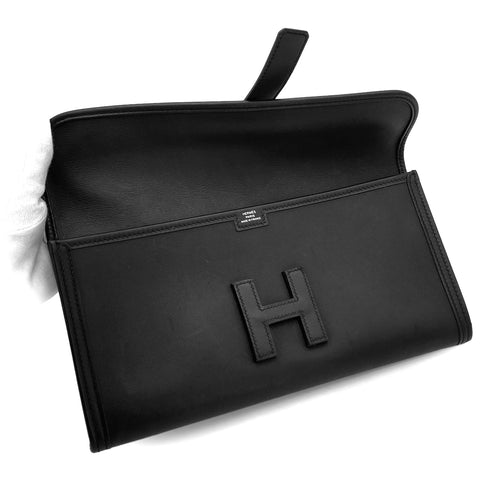 HERMES JIGE ELAN 29 BLACK SWIFT CLUTCH BAG 2018 C STAMP 90326838