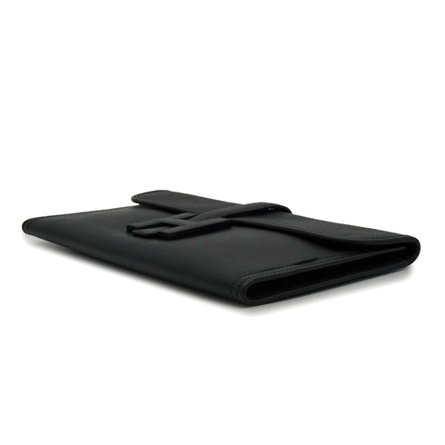 HERMES JIGE ELAN 29 BLACK VEAU EPSOM CLUTCH BAG 2006 SQUARE J 90328462